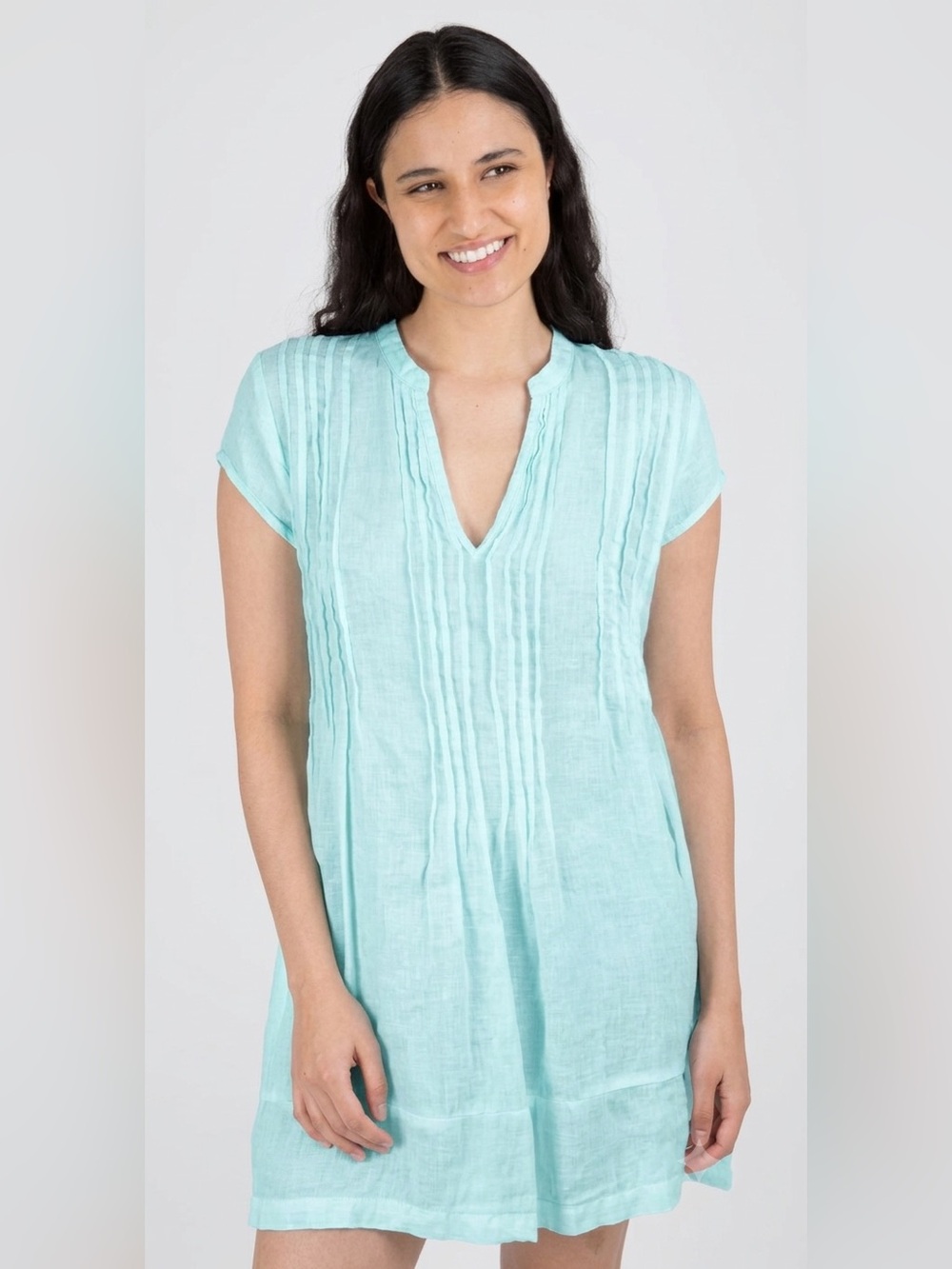 CP Shades Sz XS Regina Cap Sleeve Baby Blue Linen Mini Dress